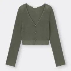 GU ジーユー シアークロップドカーディガン 長袖YT オリーブ XSサイズ