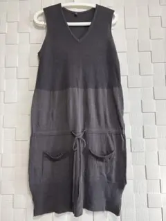 UNITED ARROWS グレー Vネック ニットチュニックポケット付き