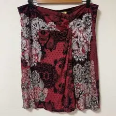 Desigual デシグアル　膝丈レーススカート　レッド　黒　サイズXXL