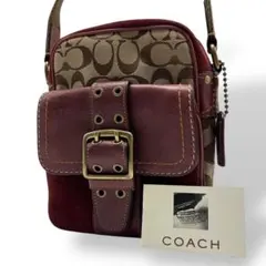 美品 COACH ショルダーバッグ 7062 赤 スエード ベルト y2k