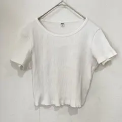 UNIQLO　ユニクロ　リブカットソー　半袖ホワイト（M）