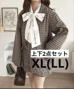 【美品】アプレジュール リボンデザインジャケット ラップ風スカパン XL