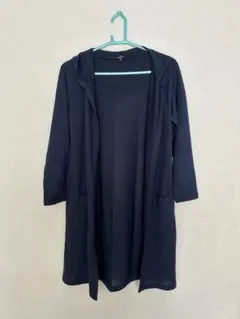ReLache フード付きロングカーディガン Lサイズ ネイビー
