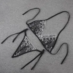 ブラショーツセット❤︎セクシーランジェリー　ヒモブラ　ヒモパン(ブラック)