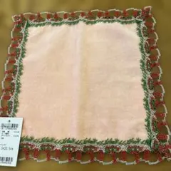 近沢レース　ナポリタンレース×ピンクタオルハンカチ 約23.5×23.5㎝