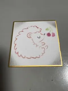 パステルアート ミニ色紙 ハンドメイド ハリネズミとさくらんぼ