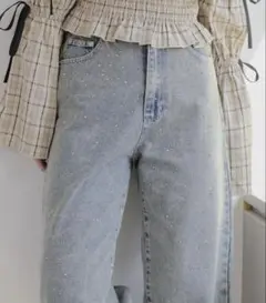 continuer de NICE CLAUP ストーン付デニムパンツ