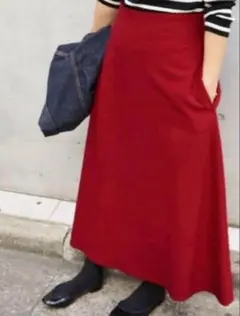 ⭐︎ ︎ IENA トラペーズ ロングスカート　レッド　サイズ34