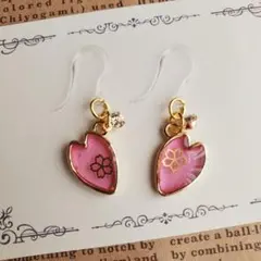 【ピアス】桜　レジン　ピンク　ゴールド　左右非対称　Cherry blossom