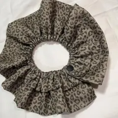 フリルスタイ　ヒョウ柄　レオパード　ダブルガーゼ