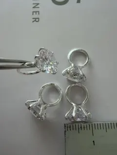 期間限定　ネイルパーツ　指輪　ダイヤモンド　シルバー　ジルコニア　ネイルリング