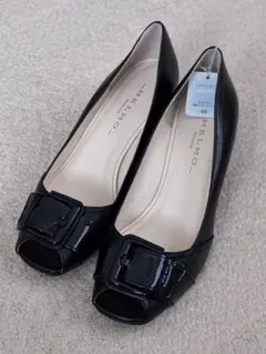 MELMO メルモ　オープントゥパンプス　黒　24cmのサムネイル
