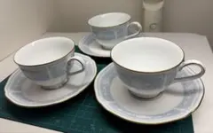 ノリタケ 『レースウッドゴールド』ティー/コーヒーカップ　３客セット
