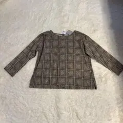 新品タグ付きTSUHARUツハルチェック花柄長袖ブラウスグレー総柄のサムネイル
