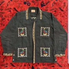 グアテマラ製 ダークグリーン刺繍ジャケット