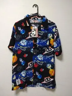 宇宙 ロボット 戦隊 デザイン アロハシャツ 半袖 開襟 ブルー 【L】 宇宙 ロボット 戦隊 デザイン アロハシャツ 半袖 開襟 ブルー 【L