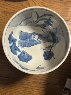青い絵柄の陶器ボウル　どんぶり3個セット