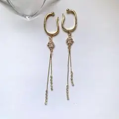 ❤️お得セット❤️ ゴールド イヤーカフ　　　 クリアジルコニア　ロング　両耳用