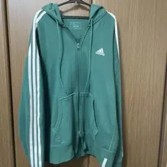 adidas グリーン フルジップパーカー Mサイズ