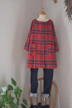 ノーカラーコート　リバーシブル　CHECK&STRIPE