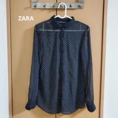 【値下げ】ZARAドット柄シフォンブラウス