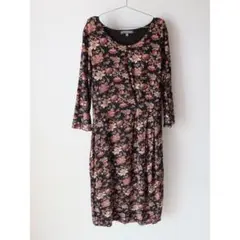 LAURA ASHLEY 花柄 唐草模様 アラベスク ストレッチ ワンピース