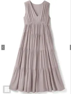 GRL リボン付きVネックノースリーブティアードワンピース