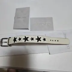 JIMMY CHOO スタースタッズ レザー　ブレスレット JIMMY CHOO スタースタッズ レザー ブレスレット ホワイト Sサイズ