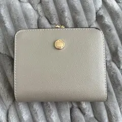 しまむら　がま口財布　二つ折り財布　グレージュ　11ポケット