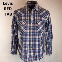 ★Levi's★M★青白チェック柄長袖シャツ★両胸ポケット有ロゴ有★綿100%★