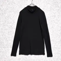 【ユニクロ UNIQLO】 モックネック リブ ニット カットソー (M) 黒
