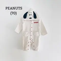 PEANUTS スヌーピー ロンパース カバーオール(70)もこもこ　フリース