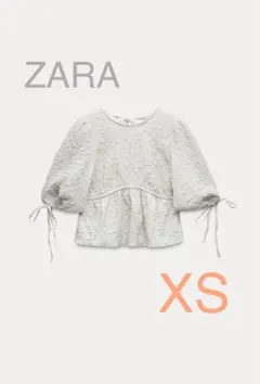 【最終お値下げ 新品】ZARA パフスリーブジャガードトップス XSのサムネイル
