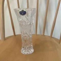 ボヘミアクリスタル フラワーベース 花瓶 ハンドカット チェコ製 24