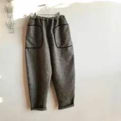 ハンドメイド[L]ツイード風ネップツイル四角ポケットパンツ　ブラウン