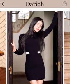 ダーリッチ　バイカラーポケットニットミニワンピース