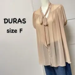 DURAS デュラス シフォン シャツ ブラウス シアー パフスリーブ リボンのサムネイル