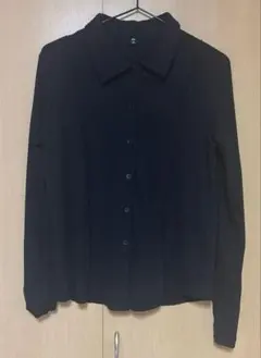 GU リブカットソー 黒 XLレディース