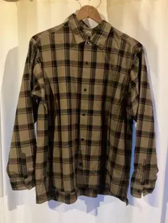 山と道 メリノ長袖シャツ ブラウンチェックMerino Shirt Lサイズ