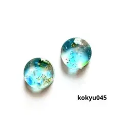 #045 ハンドメイドピアス　イヤリング　レジン　琉球ガラスのサムネイル