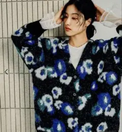 LEPSIM フラワー柄Vネックカーディガン