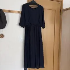 ネイビー レースサイド ドレス