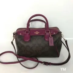 COACH コーチ ハンドバッグ 2WAY ショルダーバッグ シグネチャー 紫のサムネイル