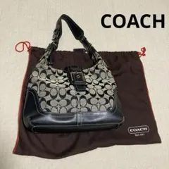 Coach コーチ　シグネチャー　ショルダーバッグ　キャンバス　レザー　ネイビー