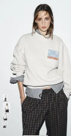 ZARA スウェットシャツコントラストテキスト　完売