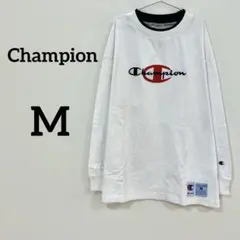 【Champion】ロゴロンT 長袖Tシャツ ホワイト Mサイズ