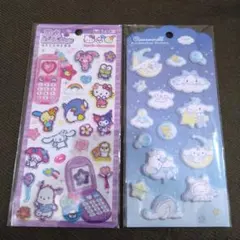 ハローキティ & シナモロール　平成はっぴーフォン　ぷっくりシール　2枚セット
