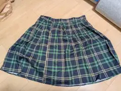 大きいサイズフレアスカート ネイビー グリーン チェック