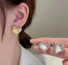 【シルバー】ハート　ピアス　大きめ