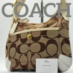 美品 COACH ショルダーバッグ キャンバス レザー y2k 白系 サコッシュ